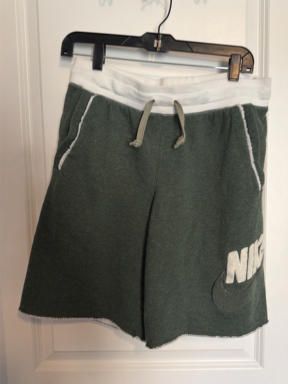 Nike Forest Green and White Terry Lounge Shorts